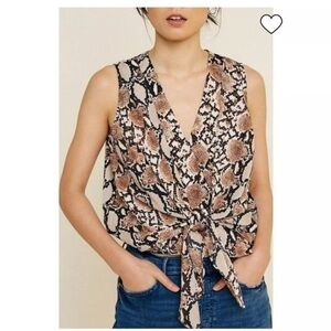 HAYDEN Snakeskin Print Tie-Front Top